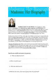 English Worksheet: Reading Comprehension with Madonna ( July 30th, 2008)