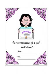 English worksheet: Certificate - Woman