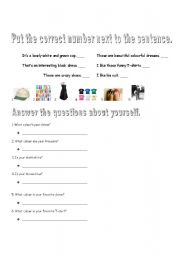 English worksheet: clothes worksheet