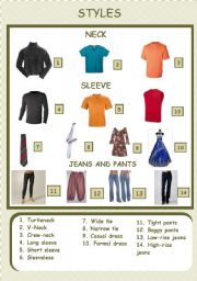 Clothes pictionary worksheets