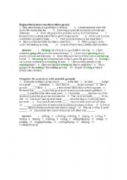 English Worksheet: Gerund and indinitives