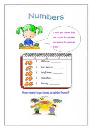 English worksheet: numbers