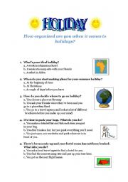 English Worksheet: Holiday quiz