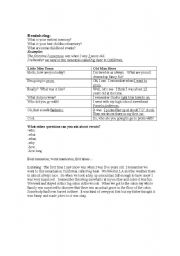 English Worksheet: Reminiscing 