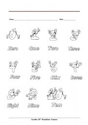 English Worksheet: The numbers 1-10