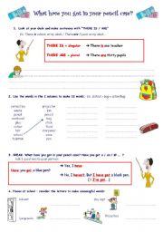 English Worksheet: What have you got in your pencil case?