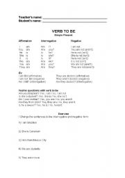 English Worksheet: Verb to be