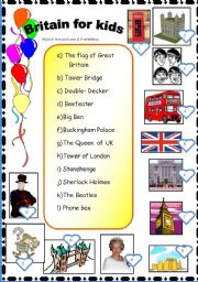 English Worksheet: GRAT BRITAIN FOR KIDS.