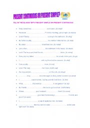 English Worksheet: PRESENT SIMPLE OR CONTINUOUS