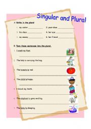 English Worksheet: Singular and Plural