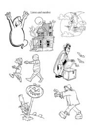 English Worksheet: halloween listening worksheet