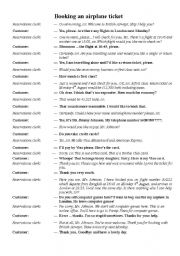 English Worksheet: Dialogue for booking an airline ticket