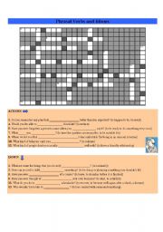 English Worksheet: CROSSWORD PHRASAL VERBS AND IDIOMS - PART 1