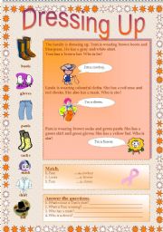 English Worksheet: Dressing up