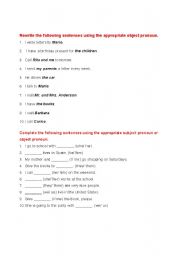 English worksheet: Exercise on Object Pronoun