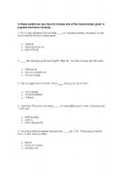 English worksheet: Future Exercises