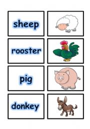 English Worksheet: MATCHING GAME SET 1- FARM ANIMALS PART 1 OF 4 (01.08.08)