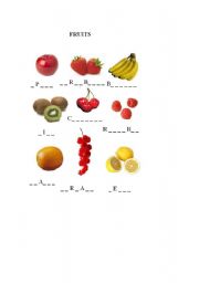 English worksheet: FRUITS - gaps