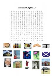 English Worksheet: Scottish Symbols Wordsearch