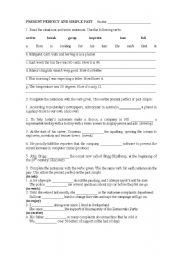 English Worksheet: Present perfect versus simple past