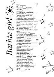 English Worksheet: Barbie Girl Song