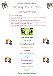 English Worksheet: Job Intervow-Class discussion