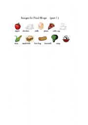 English worksheet: images for food-Bingo    part 1    ( 10 pictures)