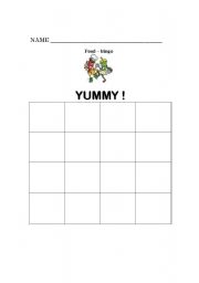 English worksheet: food-bingo card    ( images for Food-bingo   Part 3 )