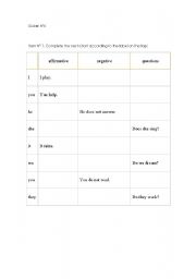 English worksheet: simple present practice