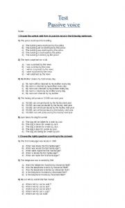 English Worksheet: Passive Voice Test