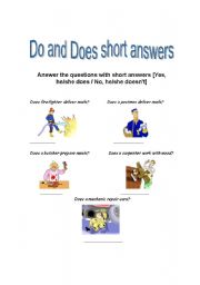 English Worksheet: do and does short answers