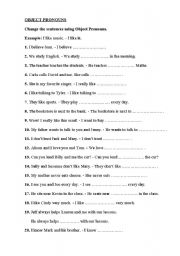 English Worksheet: Object Pronouns