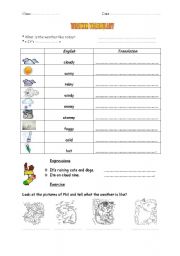 English Worksheet: Weather Vocabulary