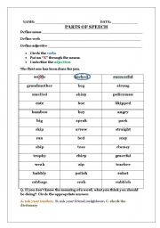 English Worksheet: Identify parts of speech