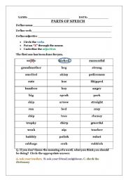 English worksheet: Identify parts of speech