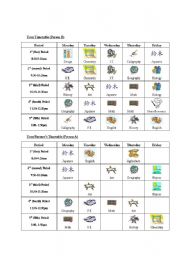 English Worksheet: School Subjects Timetable Information Gap B