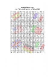 Wordsearch countries and nationalities