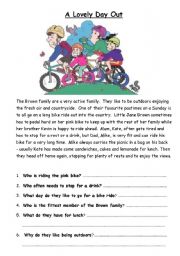 English Worksheet: A Lovely Day Out