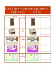English Worksheet: Rooms in a house checklist