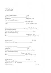 English Worksheet: All My Loving