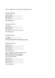 English worksheet: Every Breath You Take Rhyming Worksheet