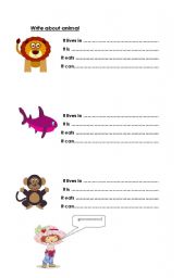 Write about animal   good work sheet