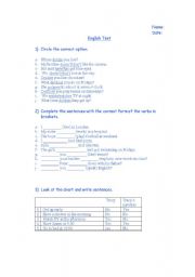 English Worksheet: Present Simple