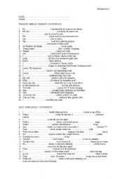 English Worksheet: verbs: present and passt