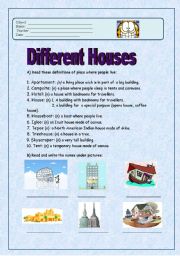 English Worksheet: Different houses