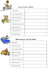 English Worksheet: Jobs - Pilots and Drivers