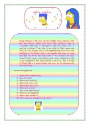 English Worksheet: Marge Simpson Profile