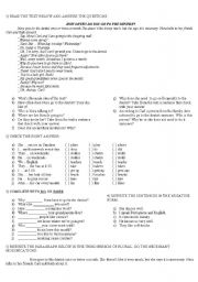 English Worksheet: activities on simple present