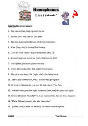 English Worksheet: Homophones Quiz