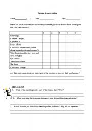 English worksheet: Drama Appreciation Worksheet 